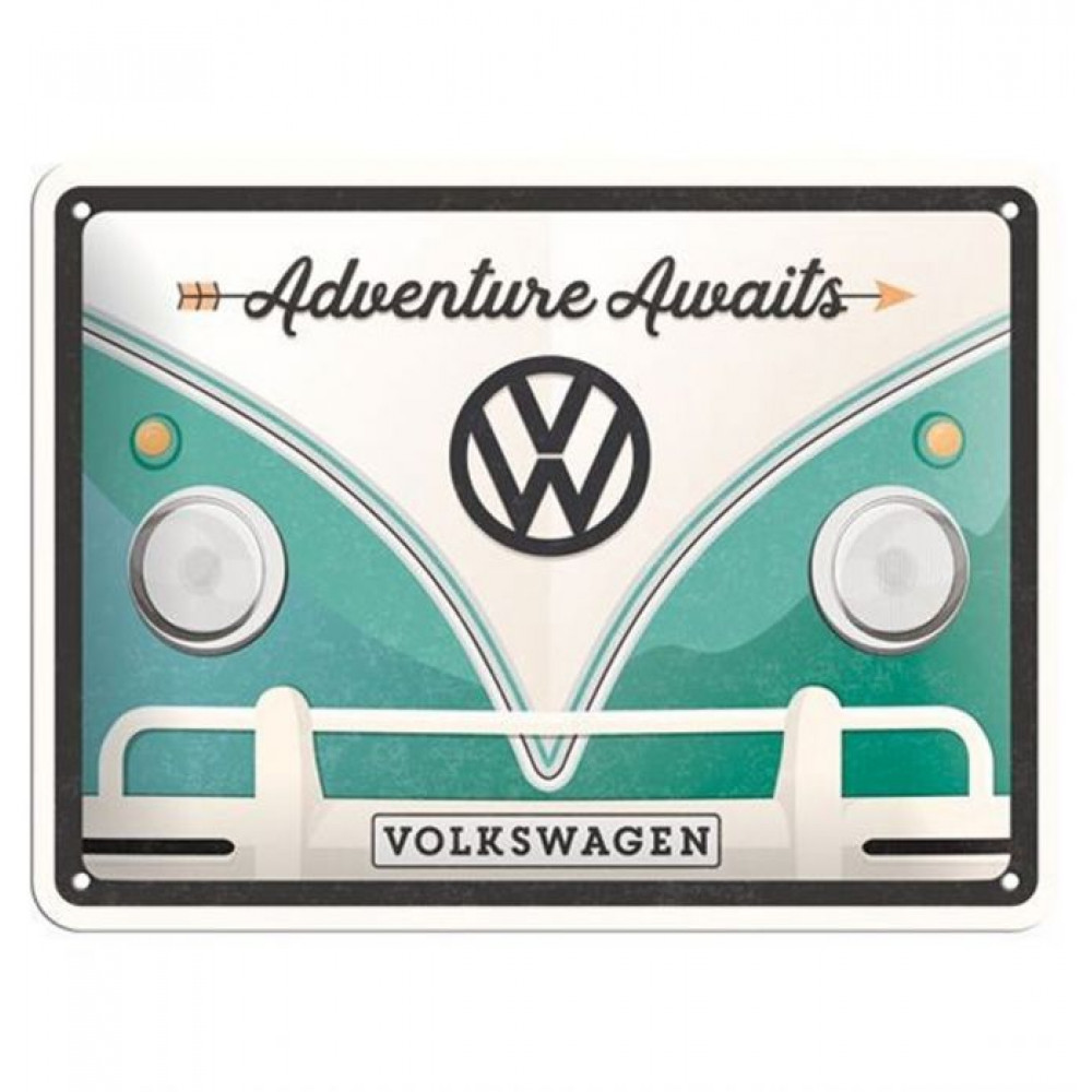 Plechová ceduľa: Volkswagen Adventure Awaits 15x20cm